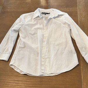 Ralph Lauren White Button-Down Shirt with Black Dots
